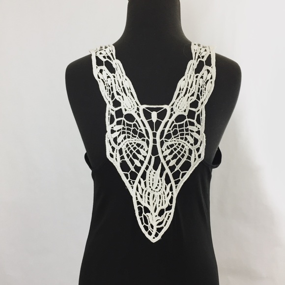 New! Soft Black Maxi Dress w/ Crochet Detail - Picture 8 of 8